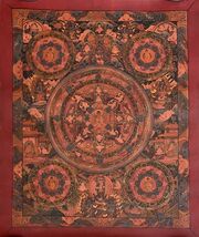WHEEL OF LIFE BIG CIRCLE MANDALA OIL VARNISHED ORIGINAL TIBETAN THANGKA ... - $1,826.45 MXN