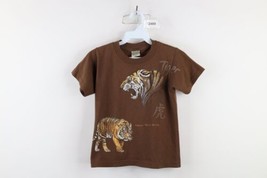 Vintage 90s Boys Size 6-8 Faded Spell Out New York City Tiger T-Shirt Brown - $24.70