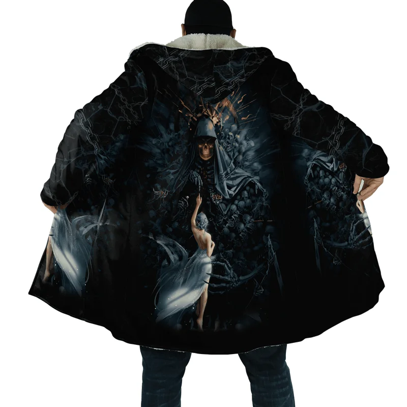 Men&#39;s cloak  art tattoo fashion 3D printing full fleece hooded jacket un... - £182.77 GBP