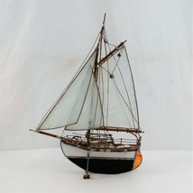 Stained Glass Sailboat Wire Frame Handmade Freestanding Maritime Nautical Decor - £57.98 GBP