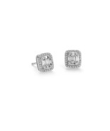 18Carat White Gold Baguette Diamond Halo Stud Earring 0.62 carats - $1,037.13