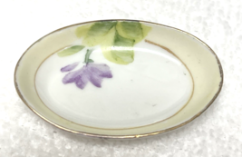 Vintage Noritake Purple Floral Hand Painted Gold Open Salt Dip Oval 2 3/... - $14.36
