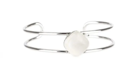 Paparazzi Turn Up the Glow White Cuff Bracelet - New - $4.50