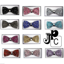 Fashion Glitter Crystal Rhinestone Pre-tied Tuxedo Bow tie Wedding Prom ... - $22.56