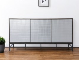 Contemporary Grid Lines Three Door Accent Cabinet - $22,155.16 MXN