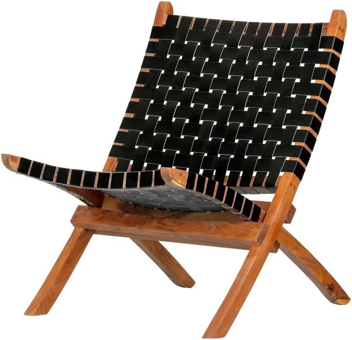 South Shore Balka Woven Leather Lounge Chair-Black - $225.99