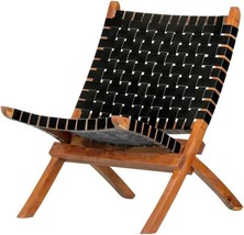 South Shore Balka Woven Leather Lounge Chair-Black - £177.83 GBP