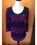 NWT U.S. POLO ASSN. Navy Purple Striped Long Sleeved Shirt SZ M 100% Cotton - $345.63 MXN
