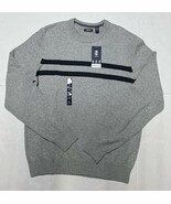 IZOD Sweater Mens Medium Knit Cotton Blend Lt Gray Heather W/ Navy Crew ... - $443.20 MXN