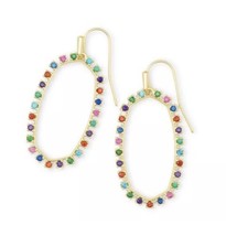 AUTH BNWT Kendra Scott Elle Open Frame Multi Crystal Drop In Gold Earrings - $81.00