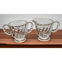 Fostoria Glass Colony Optic Swirl Cream and Sugar Serving Set Vintage Clear - £14.93 GBP