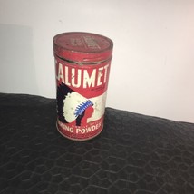Vintage General Foods Calumet Baking Powder 5&quot; 1950s Empty Tin Can With Lid - $14.01