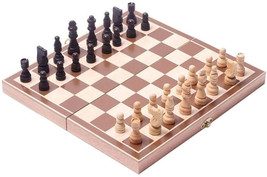 15&quot; Classic Vintage Standard Folding Wooden Chess Set Foldable Games Board Cr... - £29.77 GBP