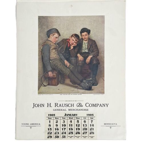 Primary image for John H Rausch & Co Vintage 1905 T.D.M Art Calendar J G Brown Evening Edition