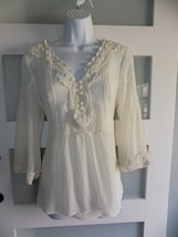 NY Collection 2pc Ivory Sheer Blouse W/Matching Tank Size L Women's - $18.00