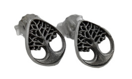 Zeckos Sterling Silver Tree of Life Stud Earrings New Age - £11.35 GBP