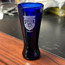 National Soccer Hall Of Fame Oneonta New York NY Shot Glass Blue Tall - $39.59