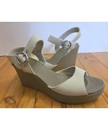 Crocs Hanalei Canvas Wedge Sandals Linen Open Toe Ankle Strap Sample Siz... - $68.51 CAD