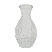 Mini Clear Wave Design Glass Collectible Round Bud Vase H = 4.5 in Vinta... - $11.59