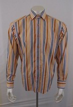 Bugatchi Uomo Medium Multi Color Striped Long sleeve Men&#39;s Cotton Dress ... - £7.70 GBP