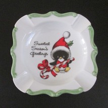Vintage Christmas Ashtray Sweetest Seasons Greetings Penguin P Schulz Ca... - $24.73