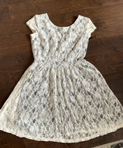 Love on A Hanger womens Lace Dress Off White sz S Black Contrast Lining - £7.82 GBP