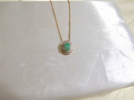 Department Store 18k Gold/SS Plated Pave Emerald Pendant Necklace R501$100 - £75.79 GBP