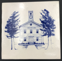 Vintage 1974 J. Carre Schoolhouse Erected 1854 Blue Tile 6&quot; x 6&quot; HT - £13.80 GBP