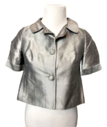 Ann Taylor LOFT Petites Women&#39;s Short Sleeve Silk Jacket Silver Sz. 00P - €12,27 EUR