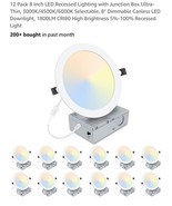 12 Pack 8 Inch LED Recessed Lighting with Junction Box Ultra-Thin, 3000K... - $162.05 CAD