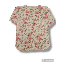 Victoria&#39;s Secret Gold Label VTG White Pink Floral Button Down Pajama Shirt Sz L - £38.66 GBP