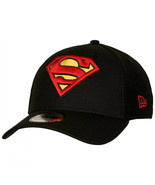 Superman Classic Logo Black Colorway New Era 39Thirty Fitted Hat Black - £33.80 GBP