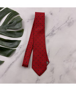 Christian Dior Mens Vintage 90s Silk Neck Tie Red Blue Geometric Dot Print - $27.06 CAD