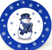 Snowman Serving Plate Cookie Dessert Snack Plastic 13 inch  Christmas Wi... - $10.82