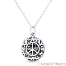 Peace Sign Charm Hippie Movement Symbol 25x17mm Pendant in .925 Sterling Silver - £16.35 GBP+