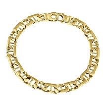 Men&#39;s Mariner Curb Link Bracelet 14k Solid Yellow Gold Handmade 20.9 Gr 7.5 mm - £1,406.95 GBP