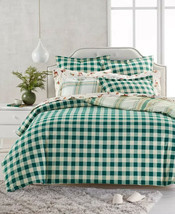 Martha Stewart Collection Holiday Flannel Neutral Plaid Duvet Cover, Twin - $135.00