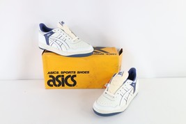 NOS Vintage 90s Asics Mens 9.5 Spell Out Outrage Lo Sneakers Shoes White Blue - £152.44 GBP