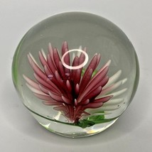 Vintage Murano Glass Paper Weight Pink Flower 2&quot; Diameter - £31.45 GBP