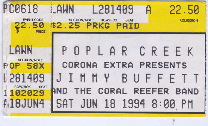Primary image for Jimmy Buffett 4 Ticket Stubs From 1990 Concerts Coral Reefer Band Margaritaville