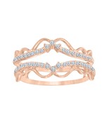 14K Rose Vergoldet Sterling Künstlicher Diamant Enhnacer Ehering Wickel ... - $1,886.49 MXN