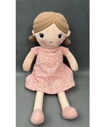 Linzy Toys Little Girl Plush Doll with Pink Dress 14.5” Brown Hair - £15.81 GBP