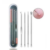 4Pc Blackhead &amp; Pimple Remover Kit - Stainless Steel Skin Care Tool - £12.56 GBP