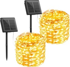 Solar String Lights 2 Packs Total 66Ft 200 LED Solar Fairy Lights with 8 Modes W - £19.45 GBP