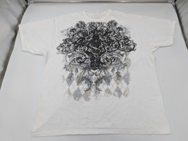 Vintage Y2K Mall Goth Shirt Men&#39;s XL Cross Cyber White Black - $24.74