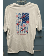 Caribbean Roundtree Yorke Graphic T-Shirt Men&#39;s Large Tall White USA Flag - $284.15 MXN