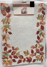 Long Tapestry Table Runner, 13&quot; X 70&quot;, Harvest, Fall, Multicolor Leaves, Gr - £13.99 GBP