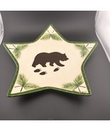 World Market Black Bear Pine Star Serving Display Plate, Cabin Rustic Ta... - $31.97 CAD