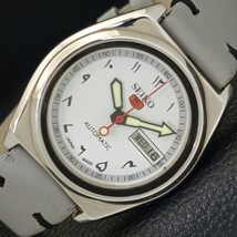 Vintage Seiko 5 Automatic Japan Mens Arabic White Color Dial Watch a434650-1 - £33.77 GBP