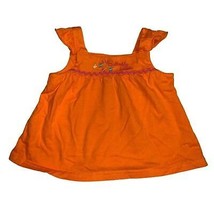 Orange flutter sleeve tank top shirt with Butterfly Pattern - £3.11 GBP